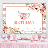 Rosa Und Weiss Blumen Glücklich Geburtstag Hintergrund Für Mädchen